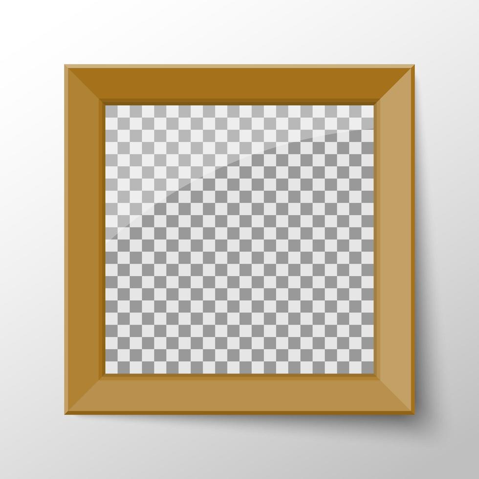 marco de fotos en blanco realista con borde de madera vector