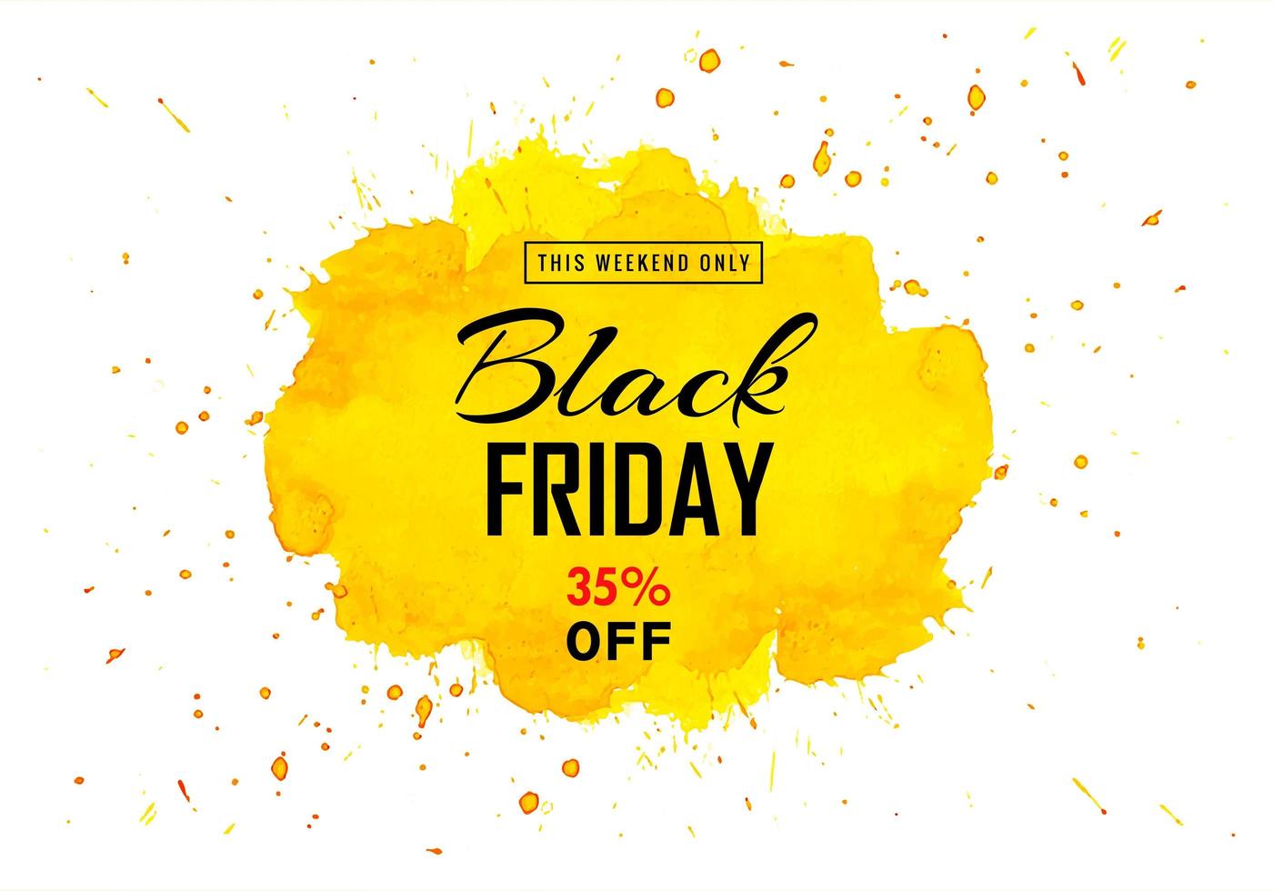 Black Friday sale yellow splash card vector