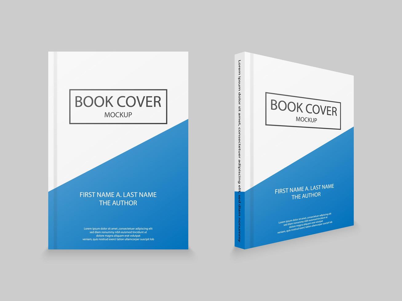 White and blue book cover mockup template vector