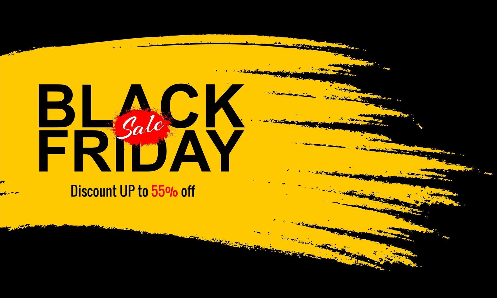 Yellow brush stroke Black Friday sale banner vector