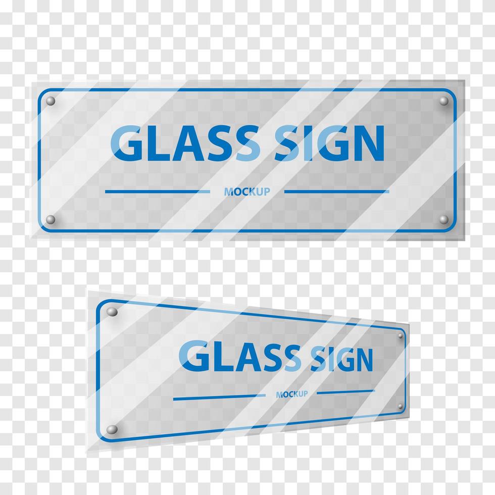 Glass signage mockup set vector