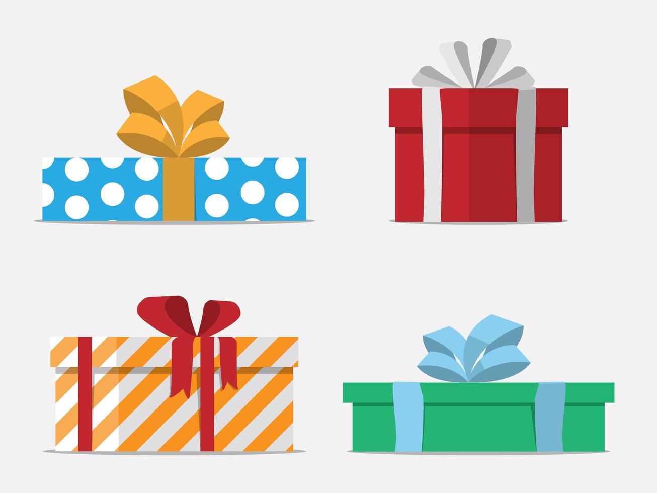 Gift boxes flat design set vector