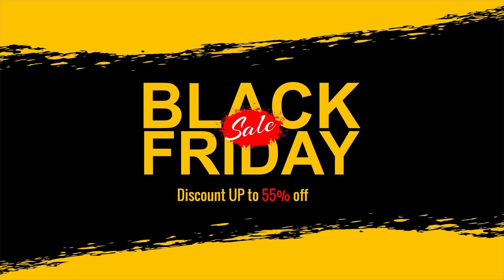 Black friday sale brush stroke yellow and black banner vector