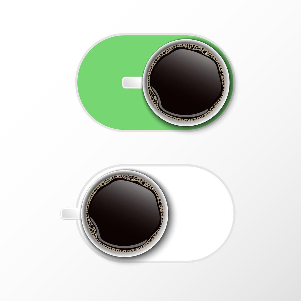 Coffee cup power on and off switch set vector