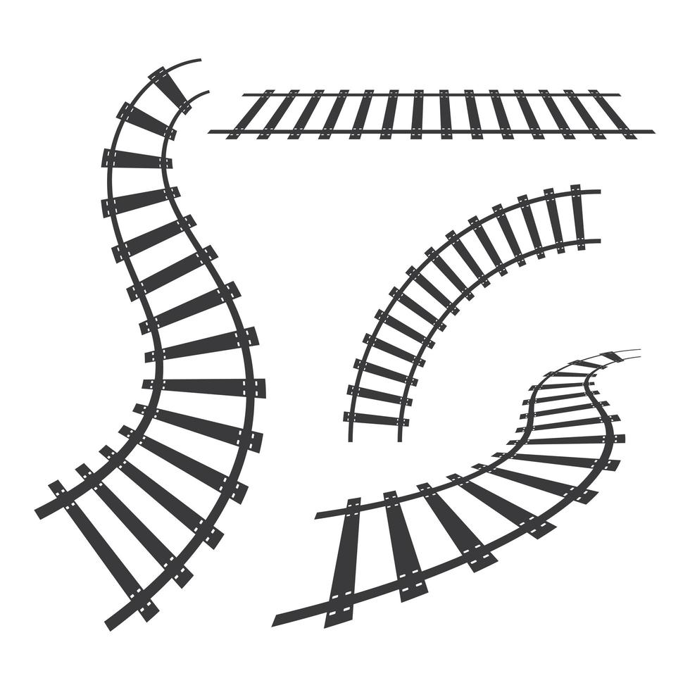 Train tracks icon set vector