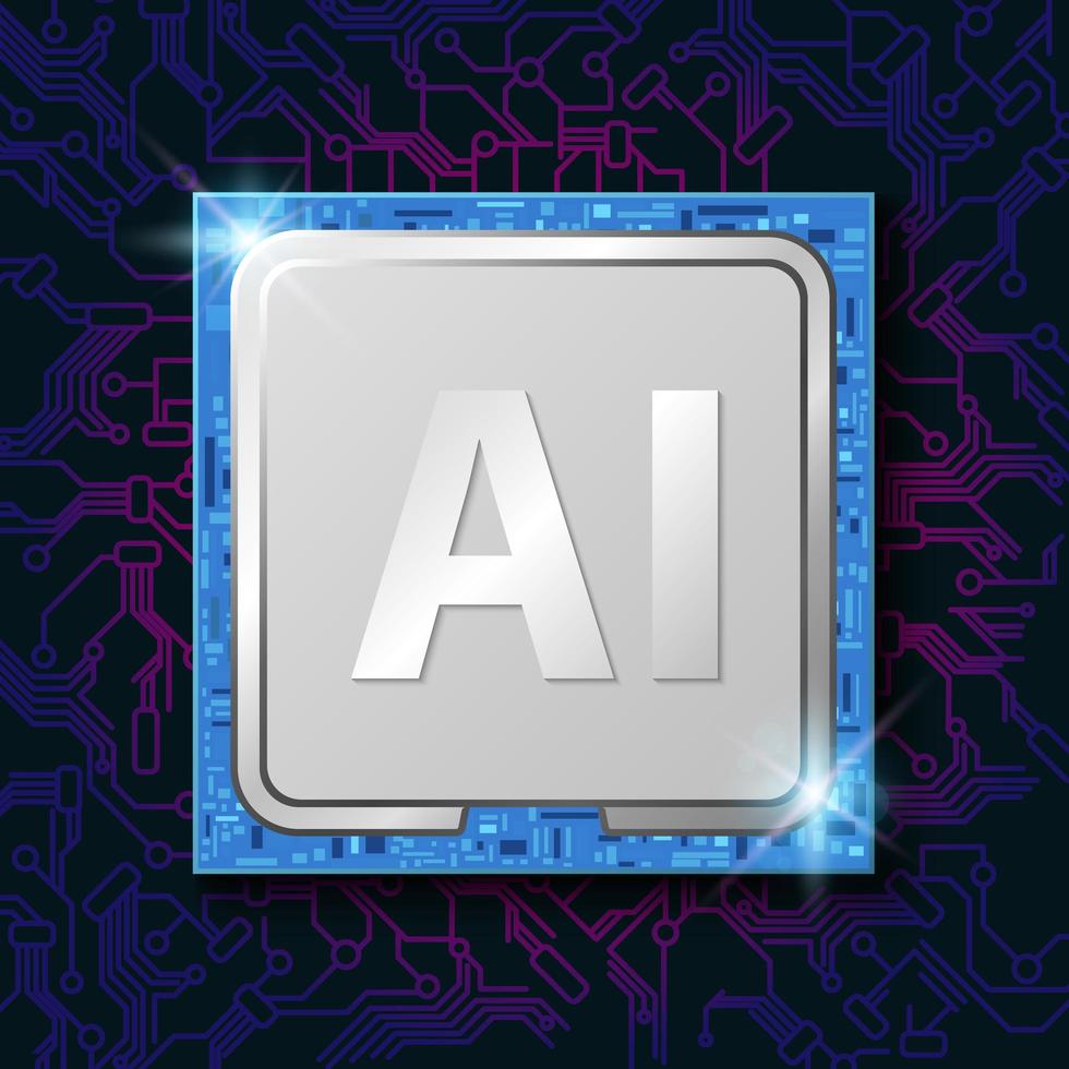 Artificial intelligence CPU chip on gradient circuit pattern vector