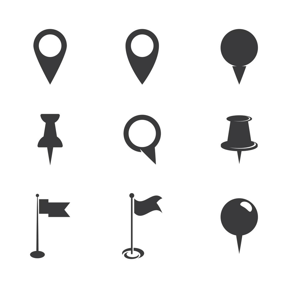 Location point icon set vector