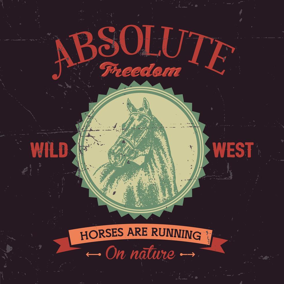 Absolute Freedom Horse Emblem T Shirt Design vector