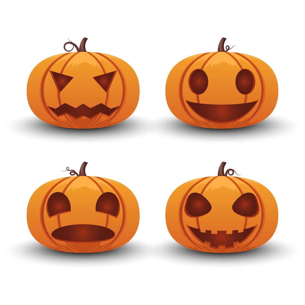 calabaza diferente emoción halloween set vector