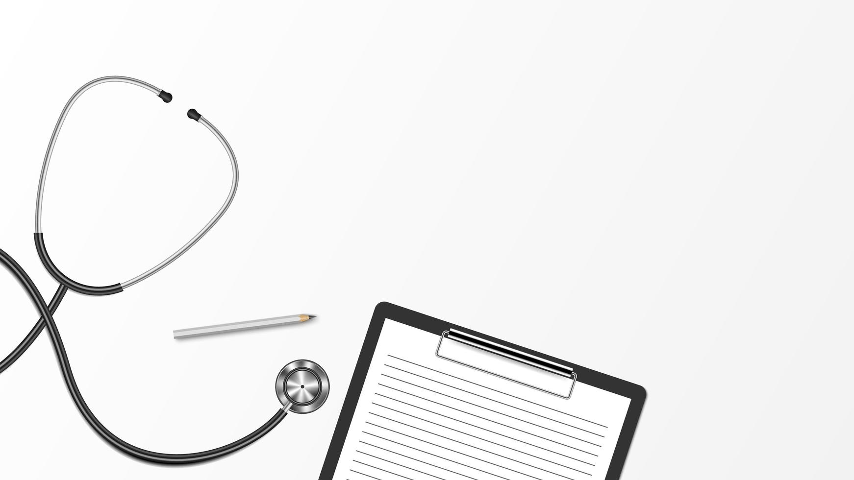 Realistic stethoscope and clipboard background  vector