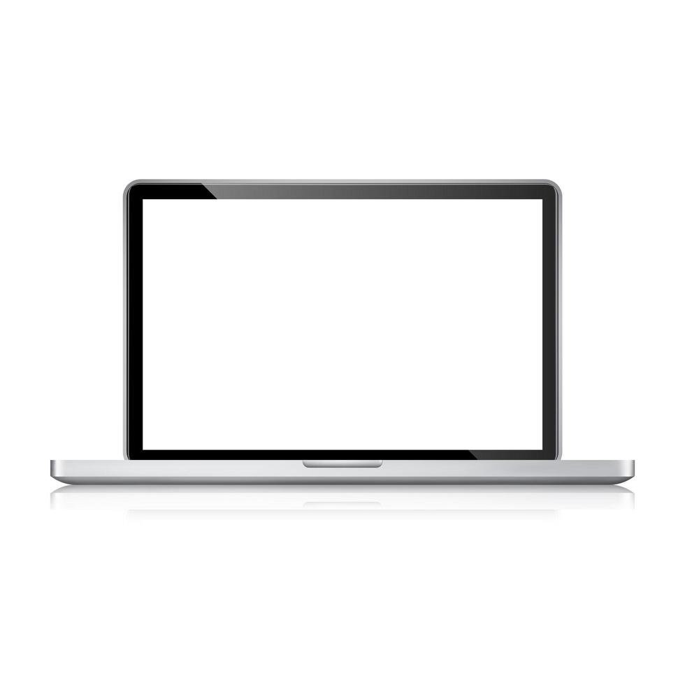 Realistic laptop, computer notebook with empty screen vector