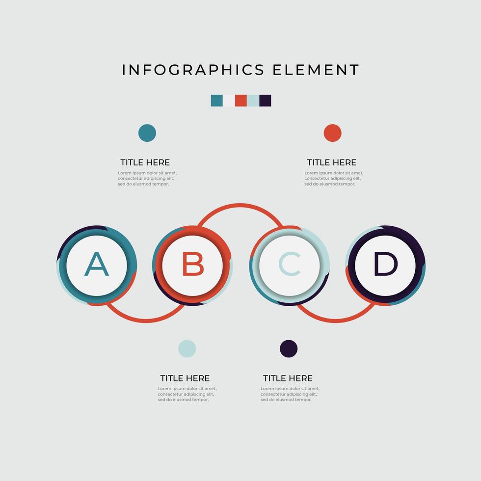 Infografía de diagrama de círculo de línea de tiempo de opción de 4 letras vector