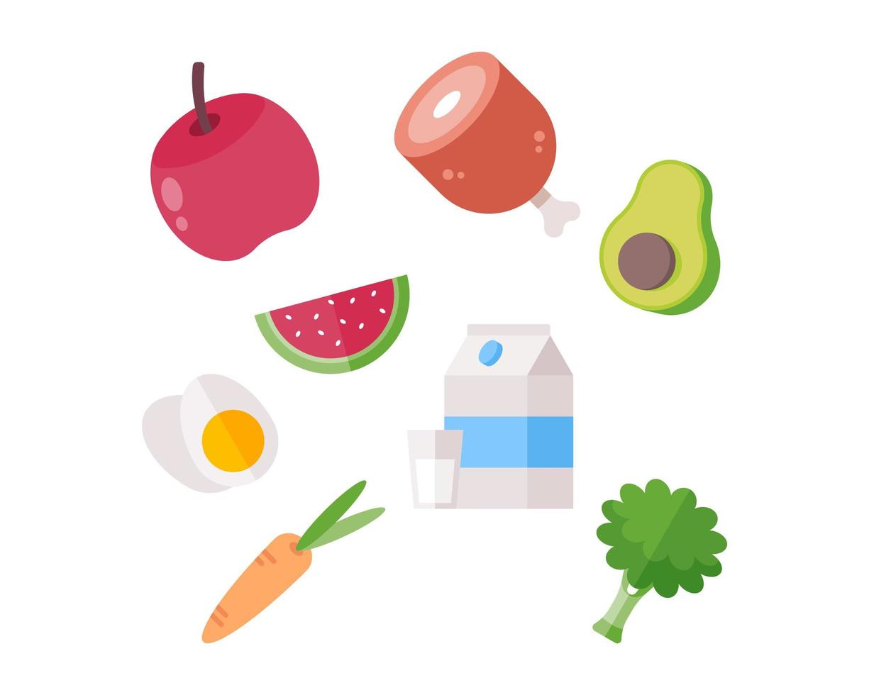 colección de iconos de alimentos saludables vector