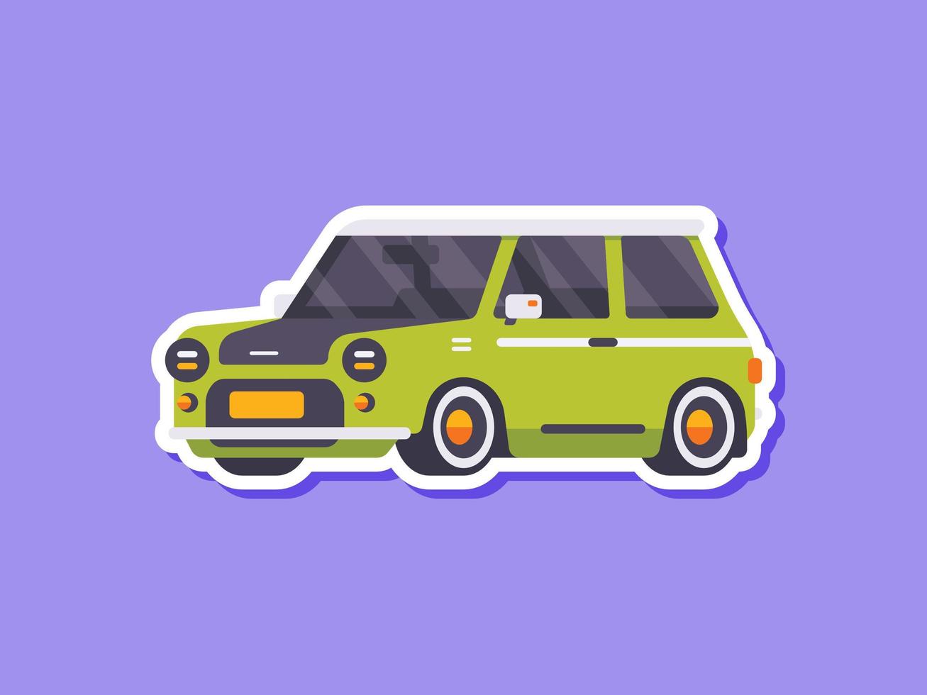 mini adhesivo para coche clásico de estilo plano vector