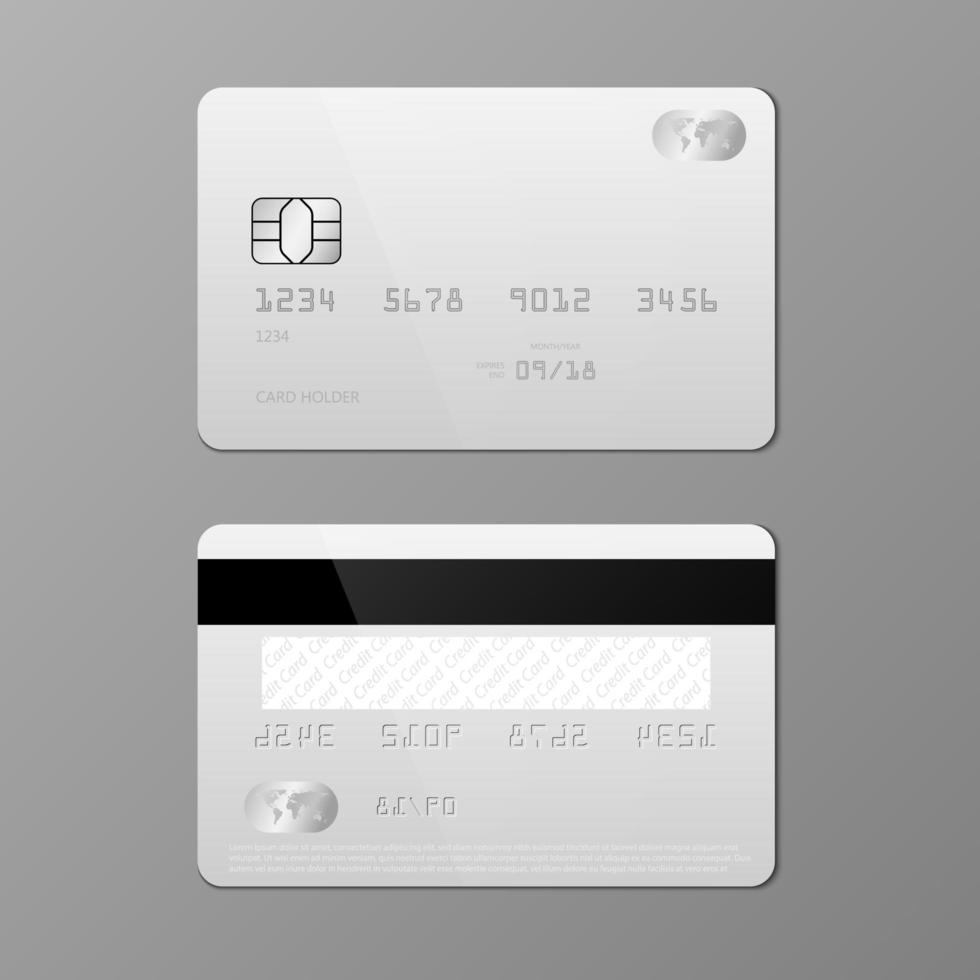 Realistic white credit card mockup template vector