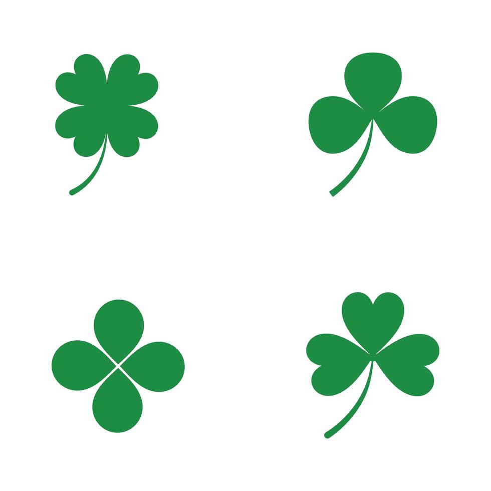 Green clover icon set vector