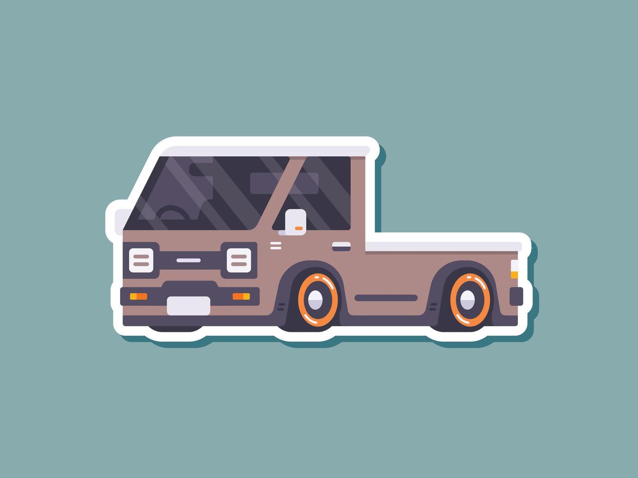 Pick Up Car Sticker in Flat Style vector