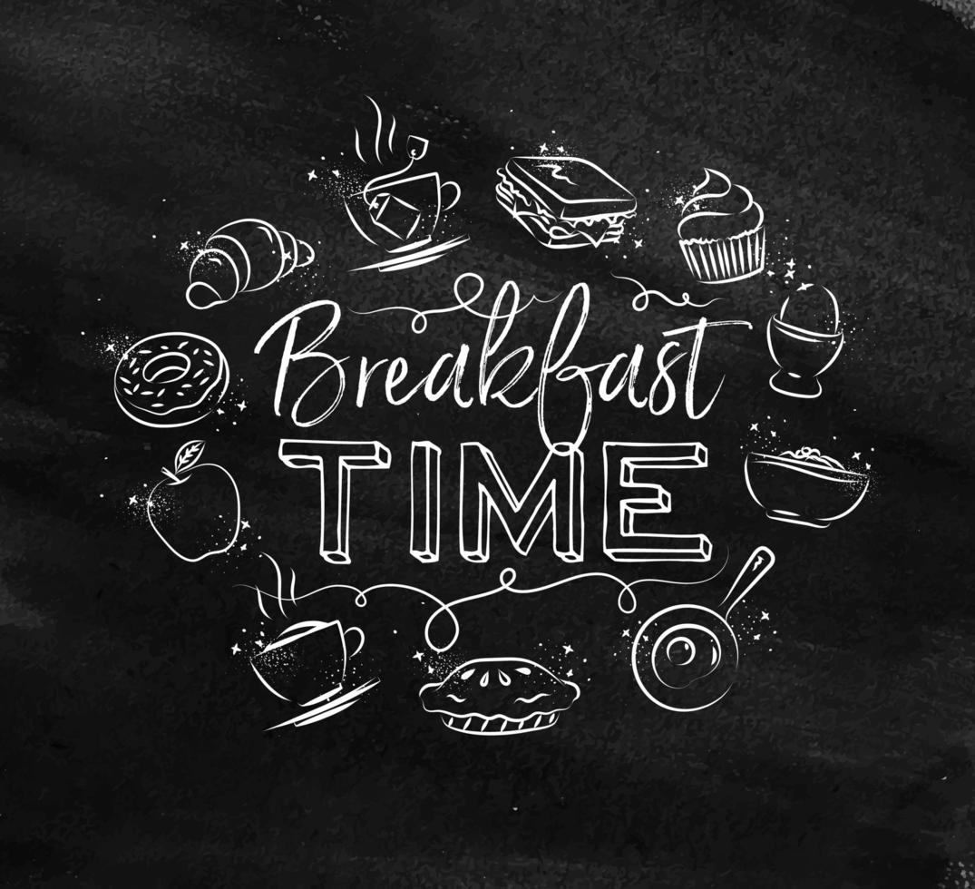 Breakfast time sign in chalk style vector