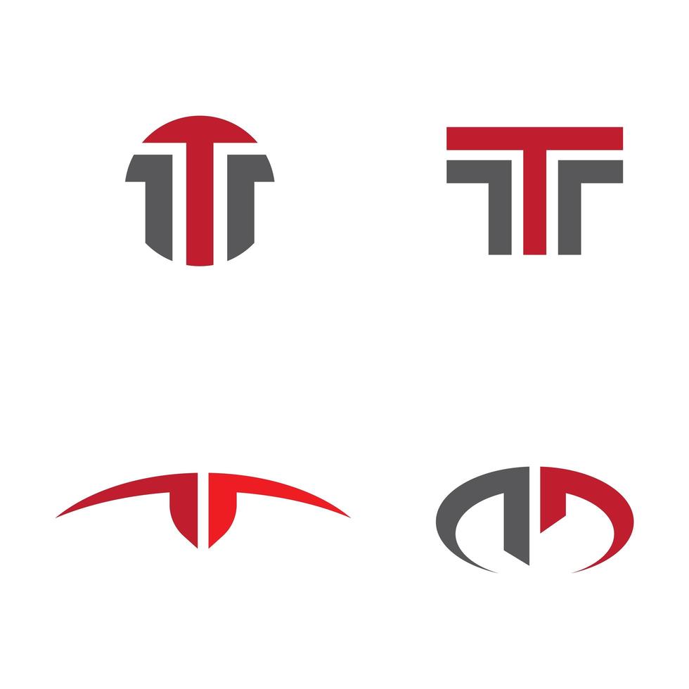 Red and gray letter T logo set vector