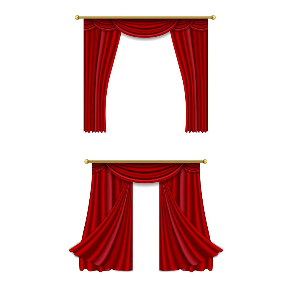 Realistic luxury curtain set vector