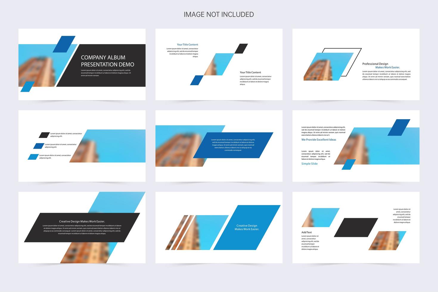 Company White and Blue Angled Shape Presentation Demo vector