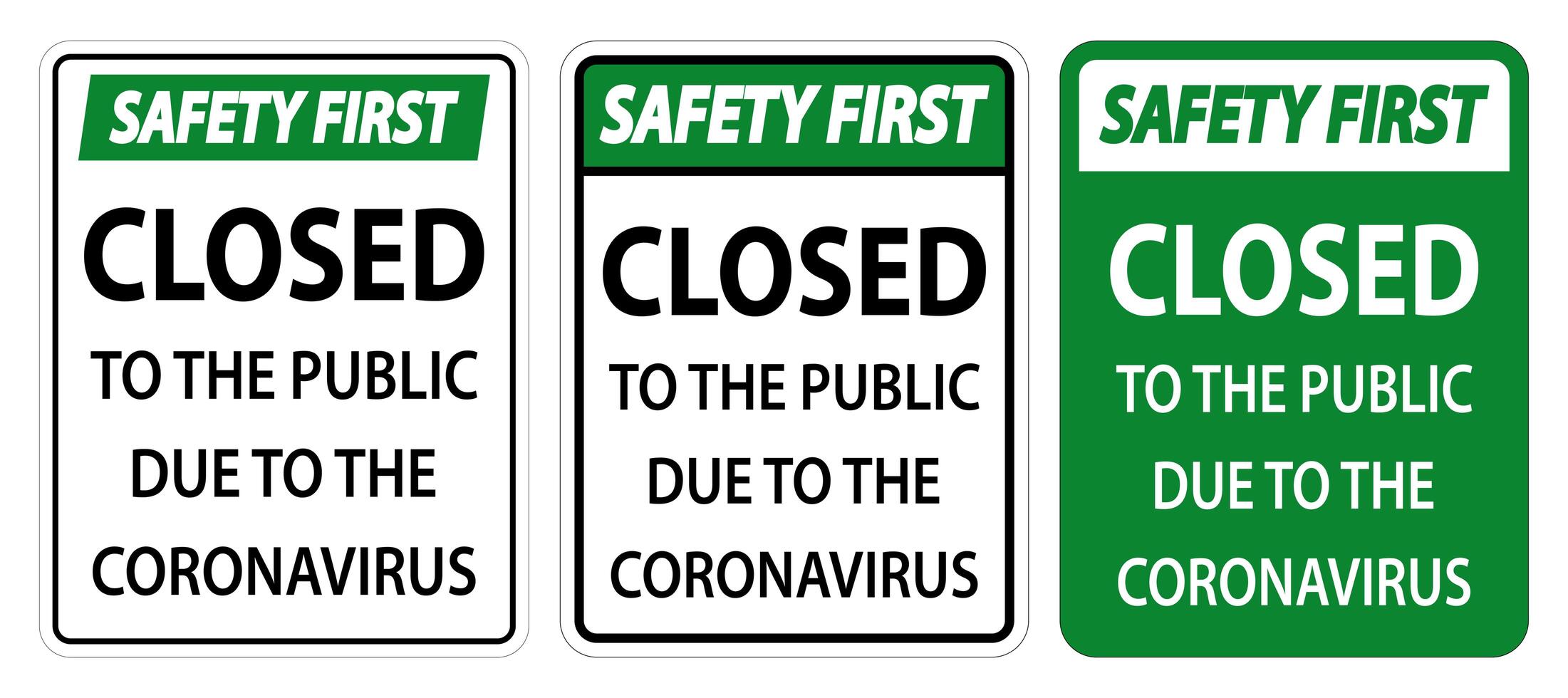 cerrado al público por signos de coronavirus vector