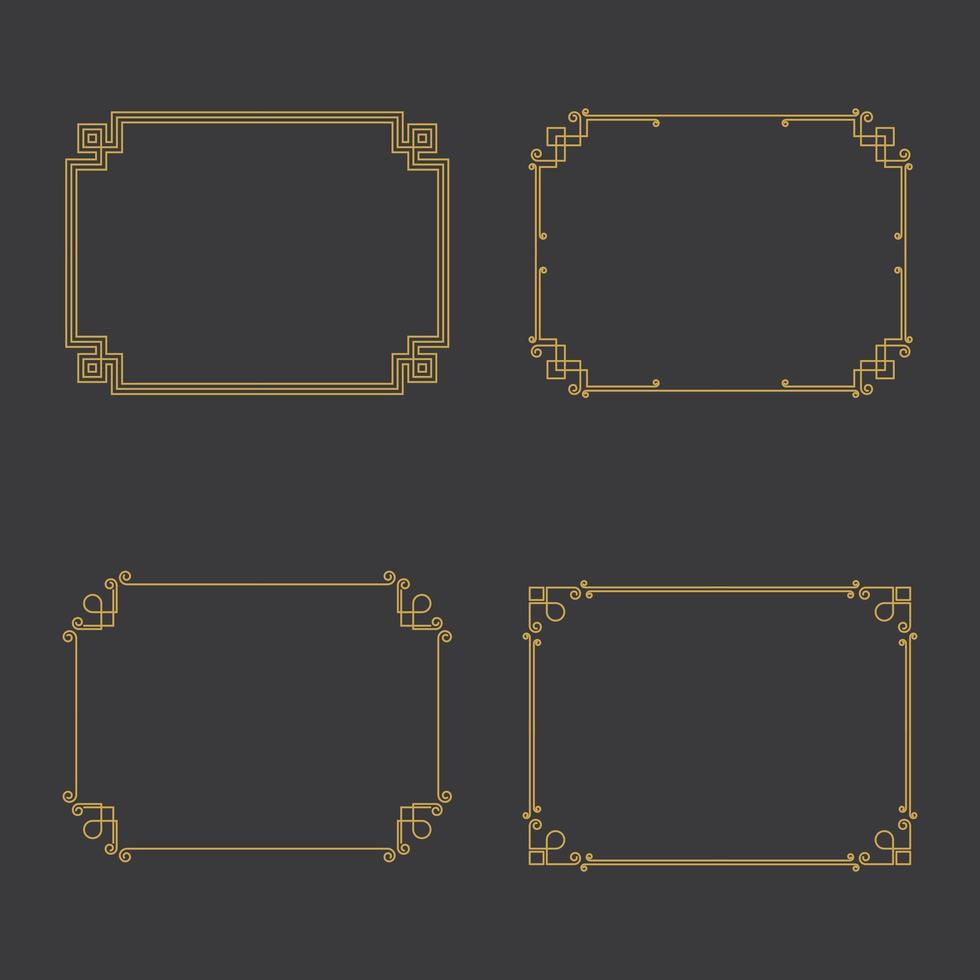 conjunto de marco adornado de oro vector