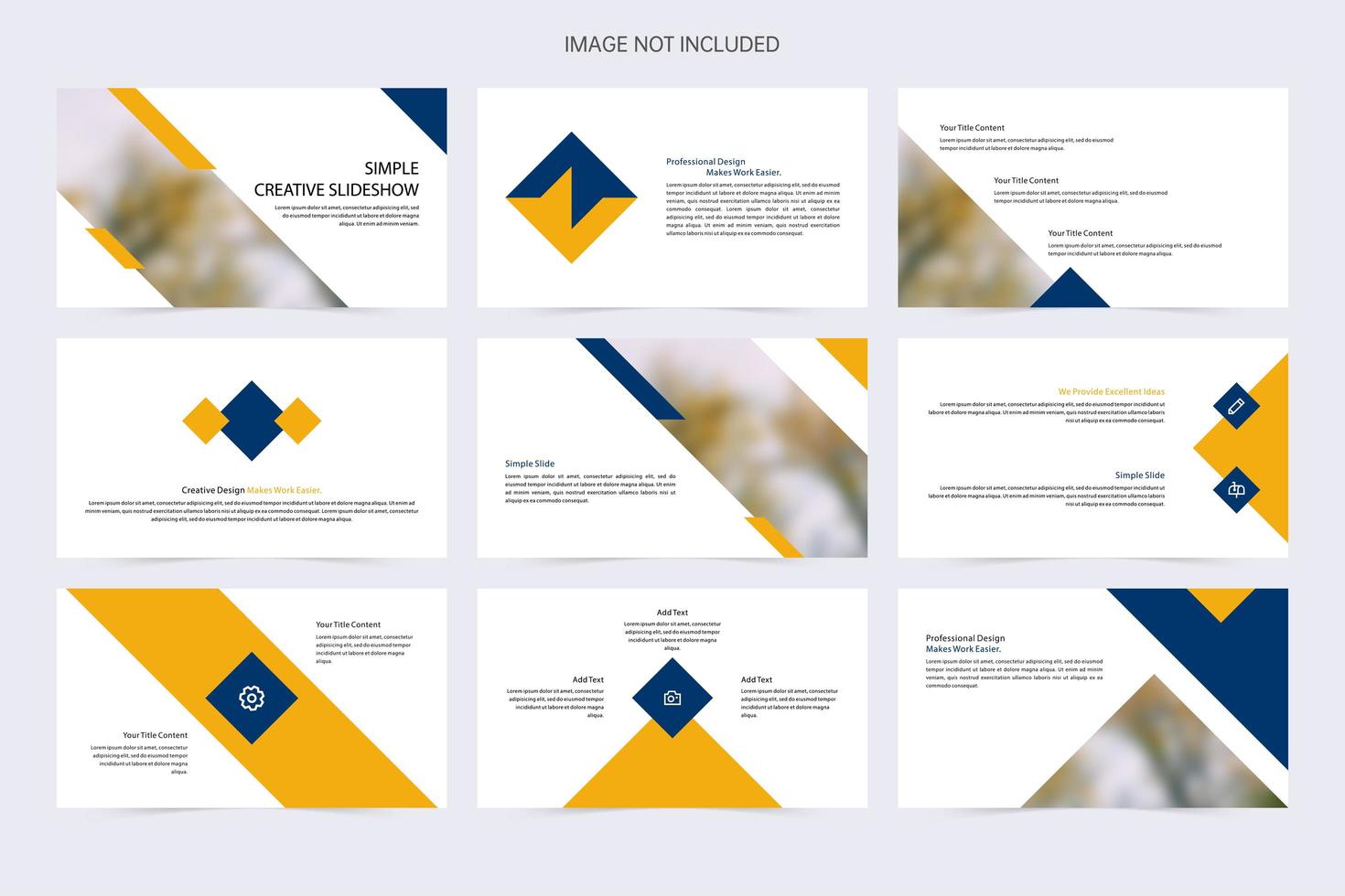 Simple Creative Blue and Yellow Slide Template vector