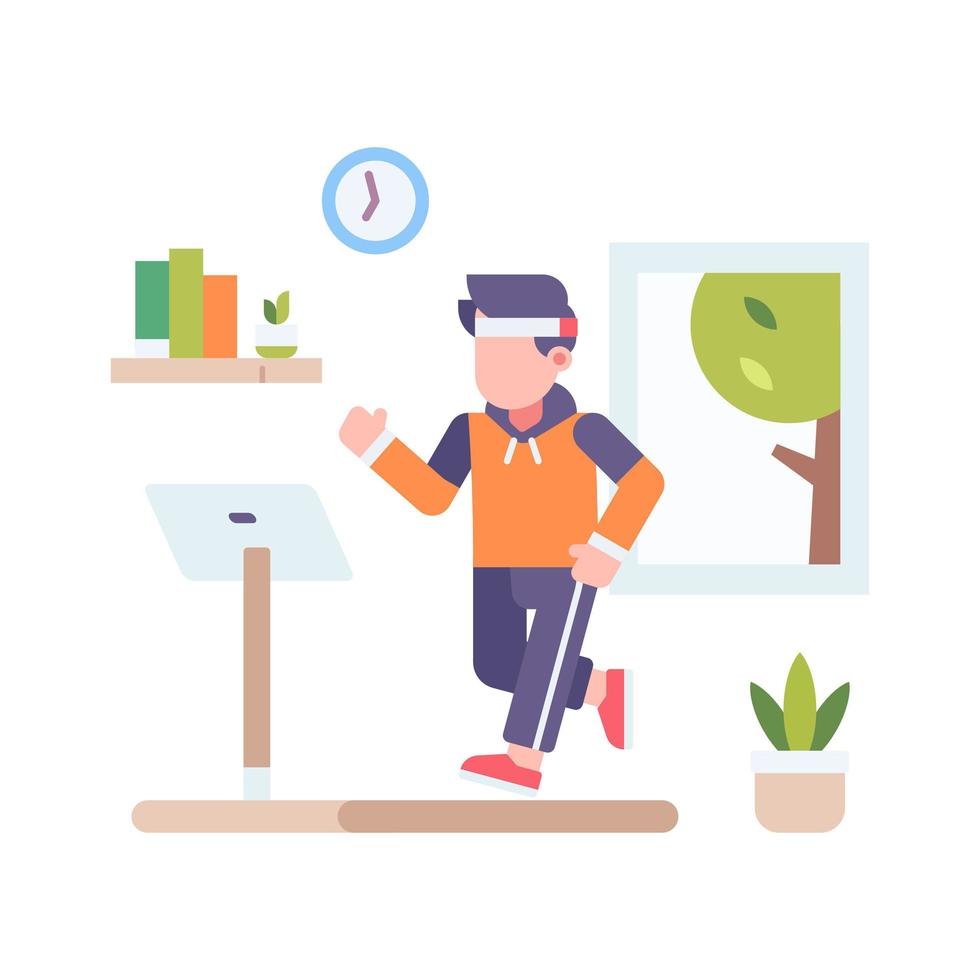 Person  Running on Treadmill at Home vector
