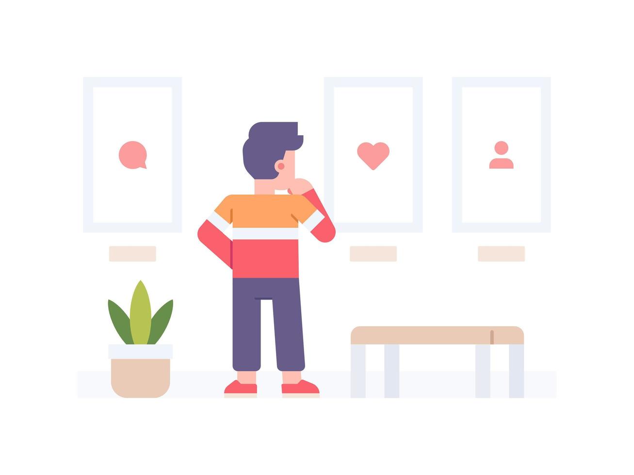 Person Watching Art at Museum vector