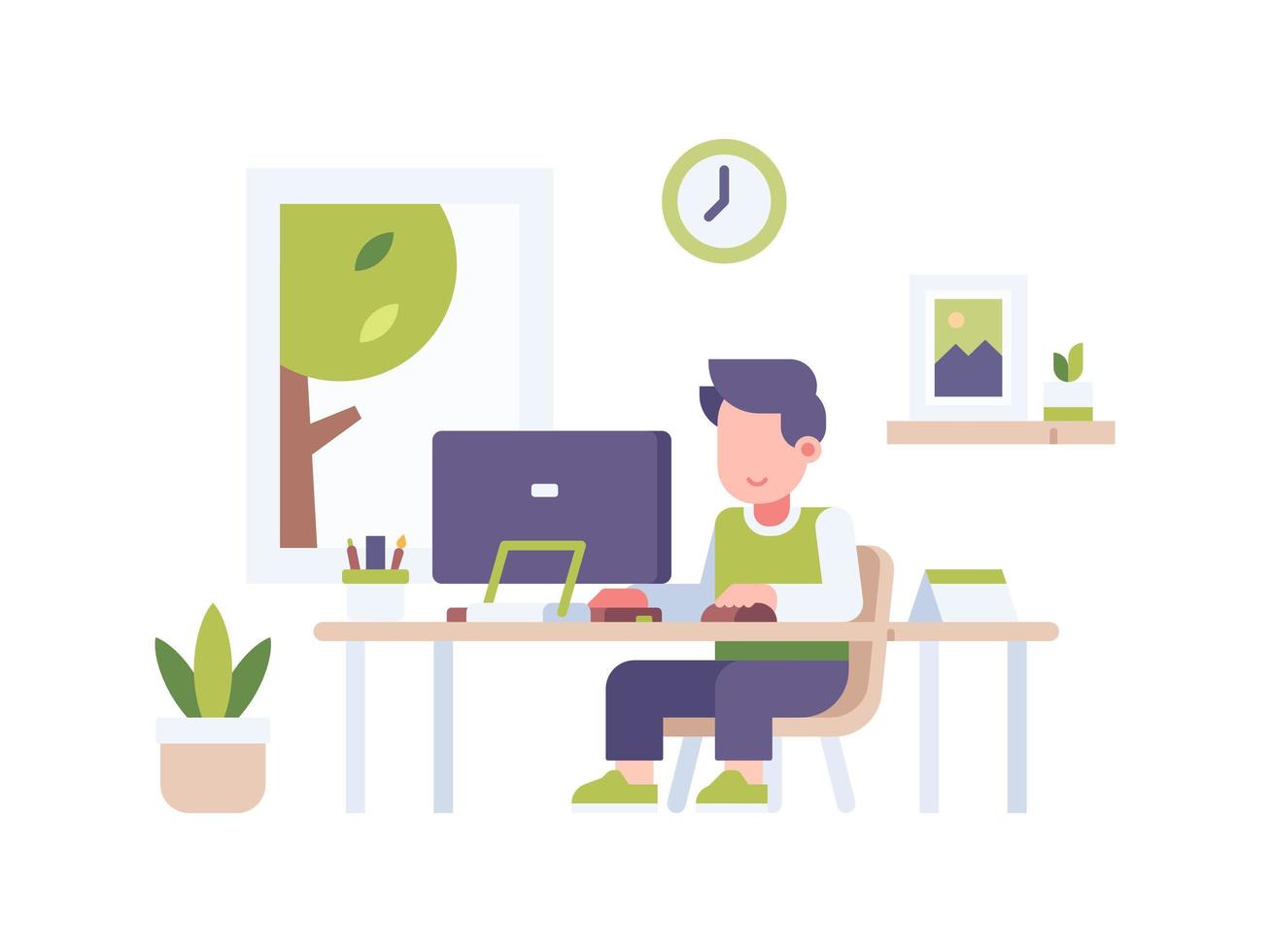 Person Working at Home vector