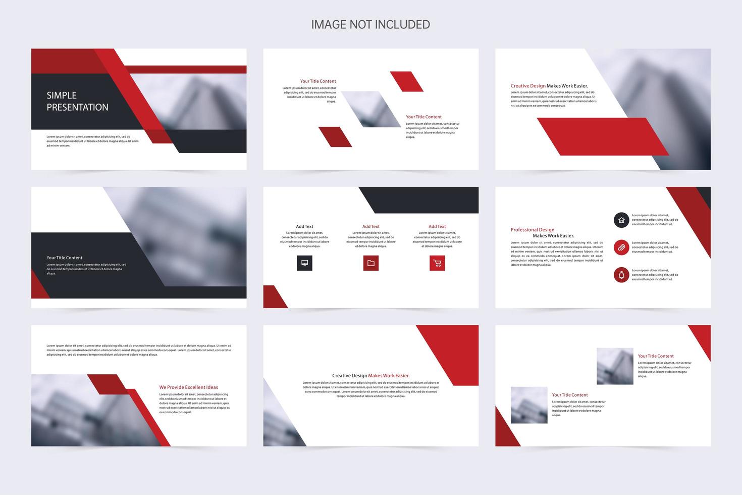 Simple Business Black and Red Slide Template vector