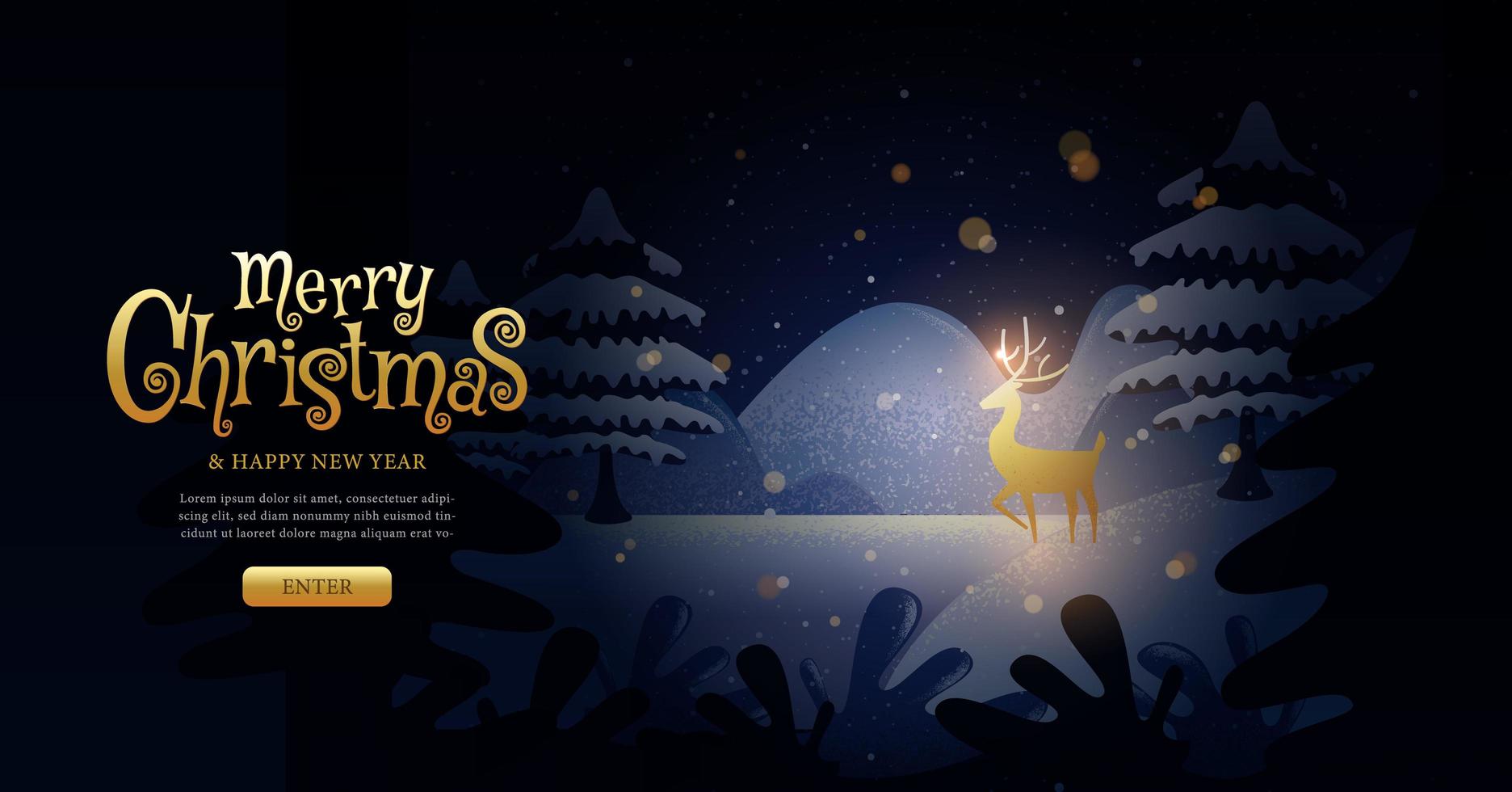 Christmas winter landscape landing page vector