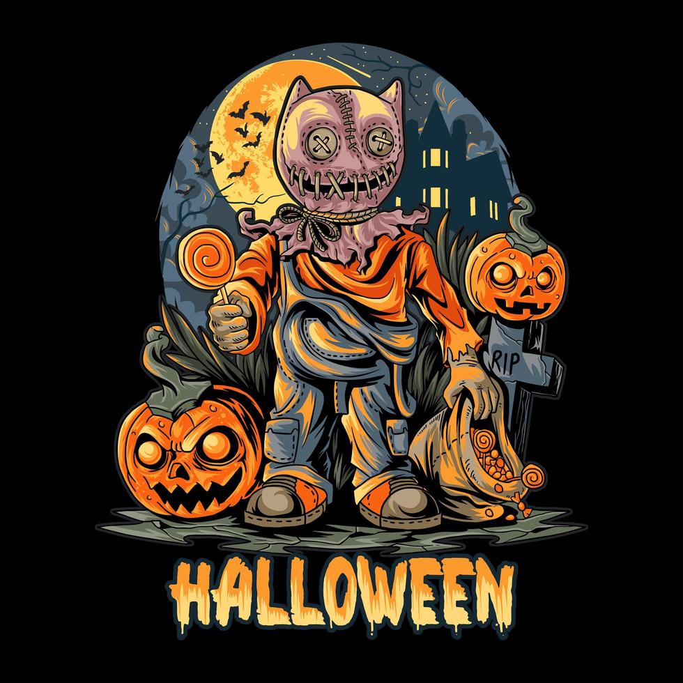 Halloween night spooky poster  vector