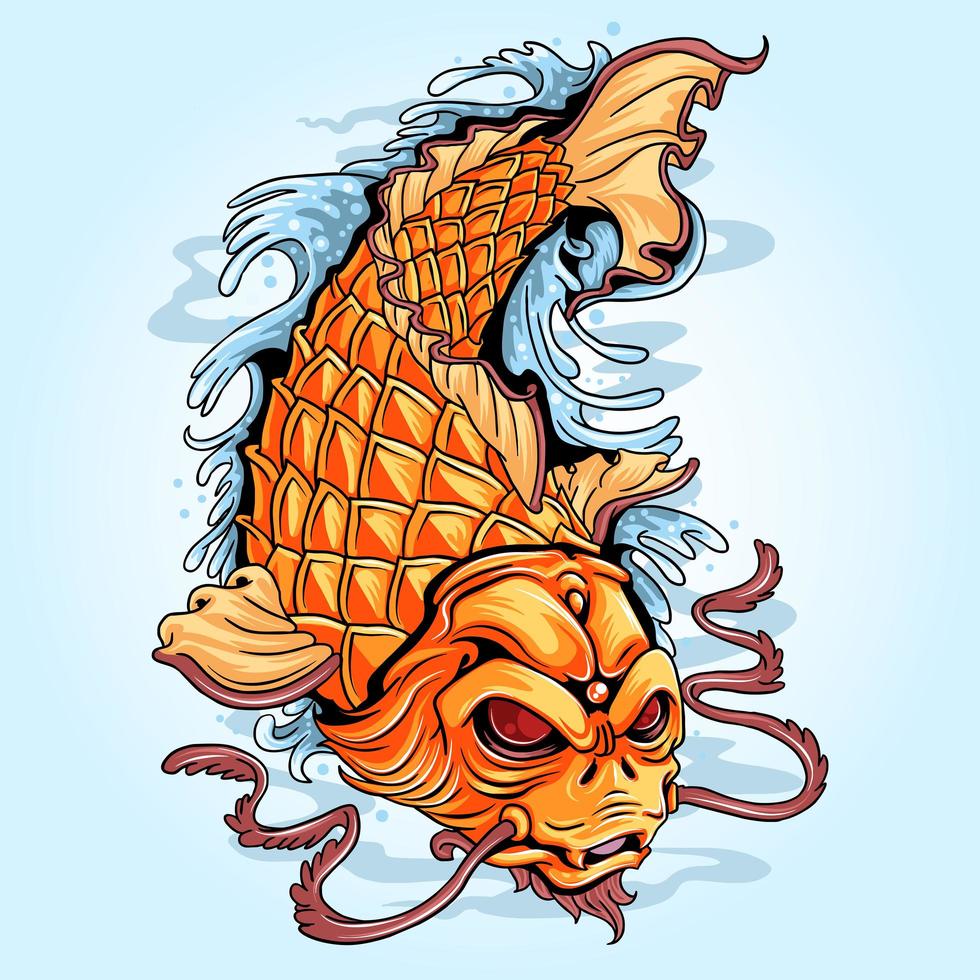 Koi fish gold tattoo artwork vector