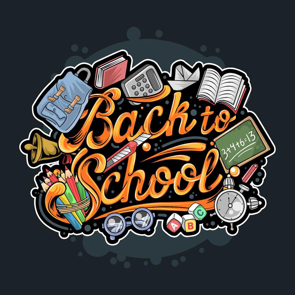 Back to school typography collage  vector