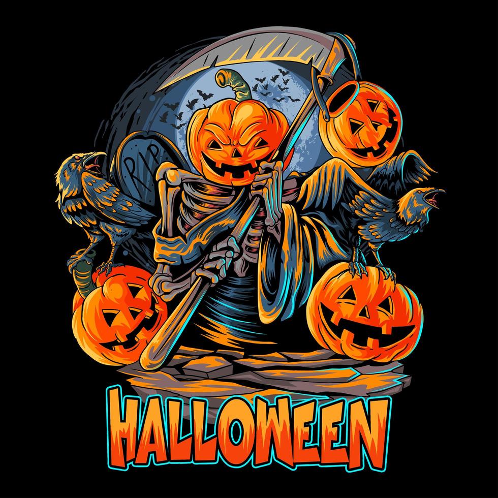 Angel of death halloween pumpkin head design  vector