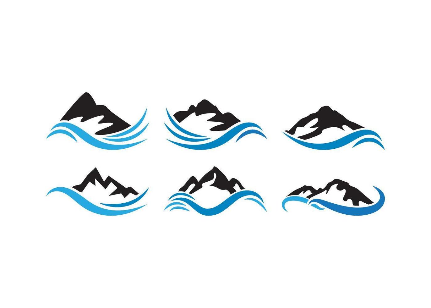 Mountain wave icon set  vector