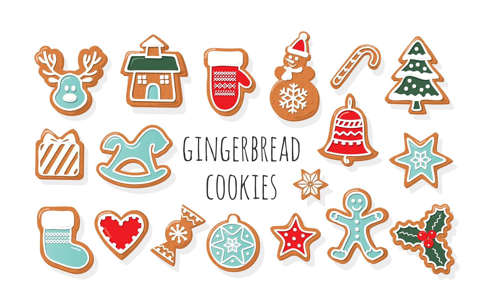 Christmas Gingerbread Cookies big set vector