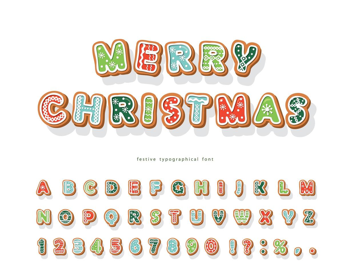 Christmas Gingerbread Cookie font vector