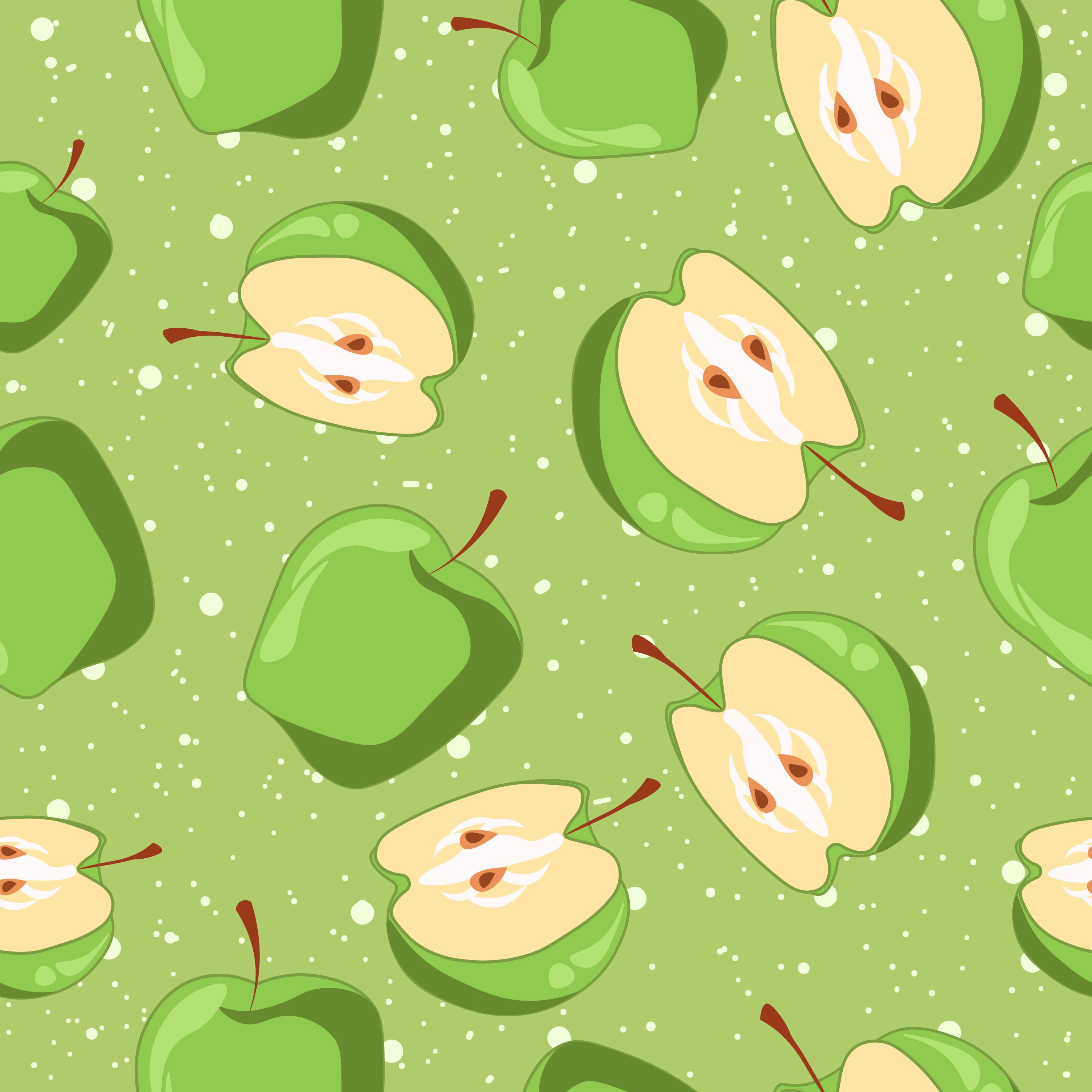 Green whole apples and slices pattern 1330808 Vector Art at Vecteezy