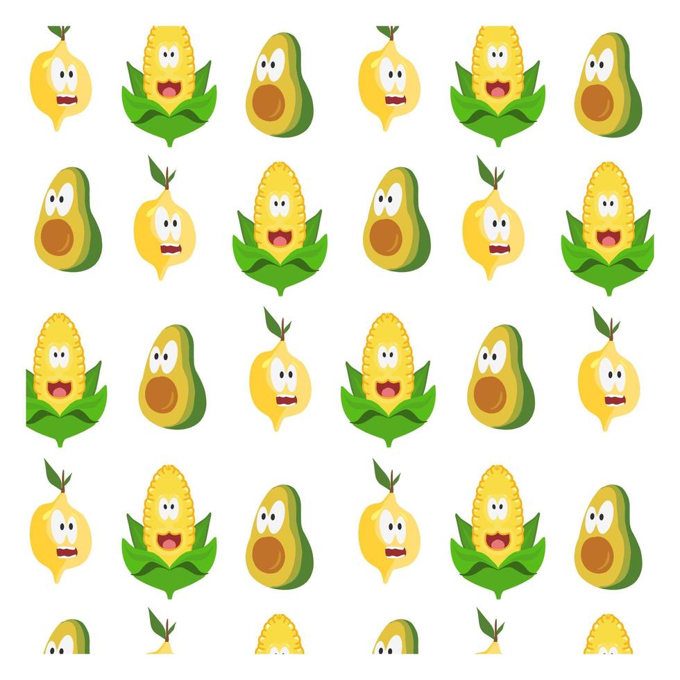 Fruit and Vegetable Cartoon Pattern  vector