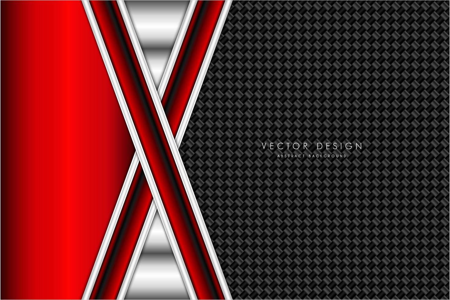 Red and silver metallic background with carbon fiber vector