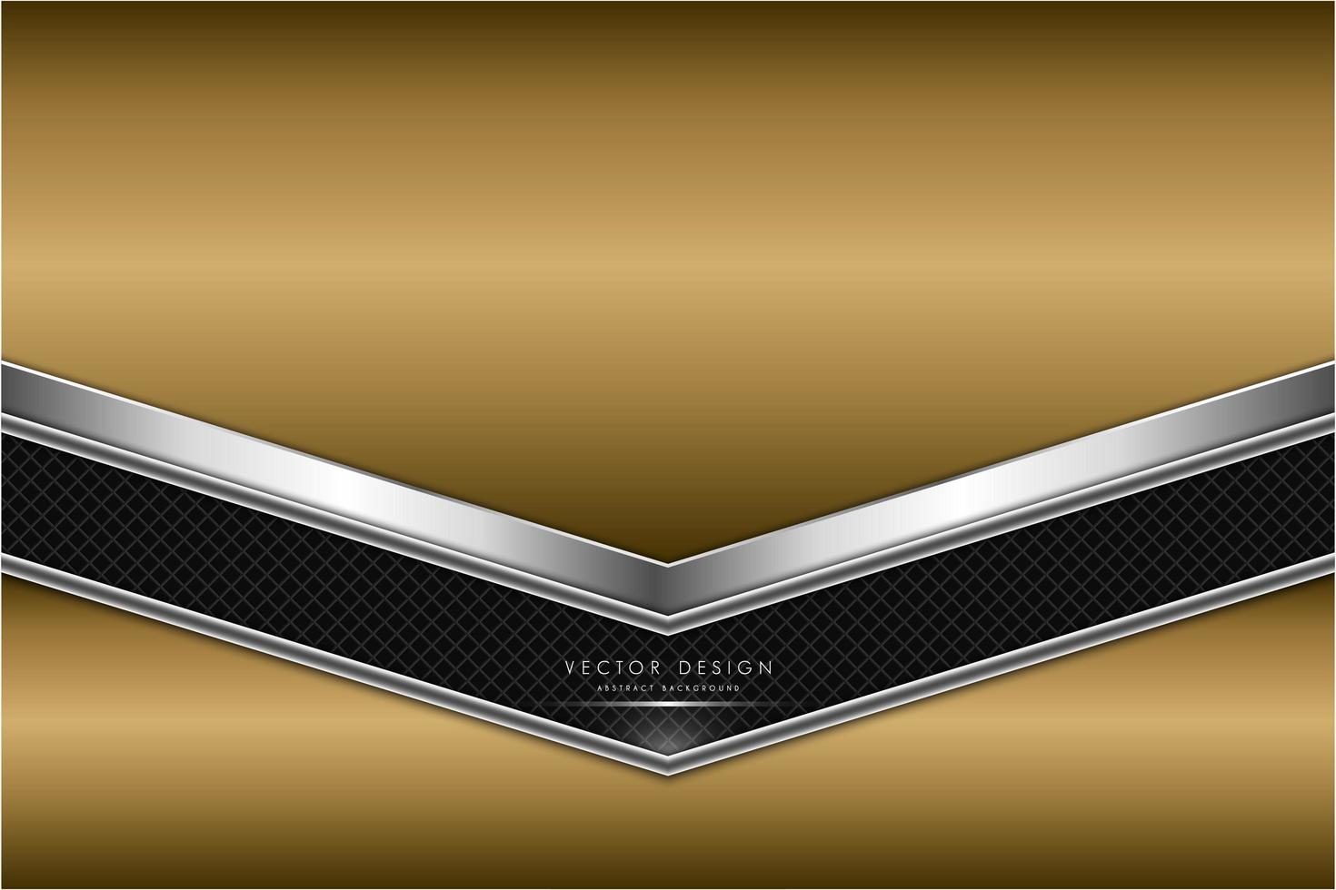 Gold and silver metallic background with carbon fiber. vector