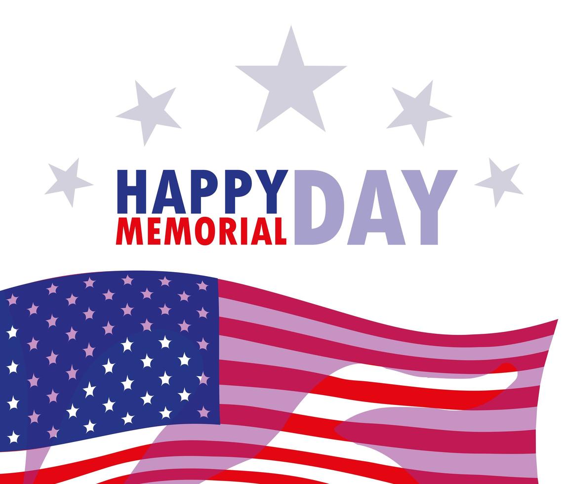 Happy memorial day card with USA flag  vector