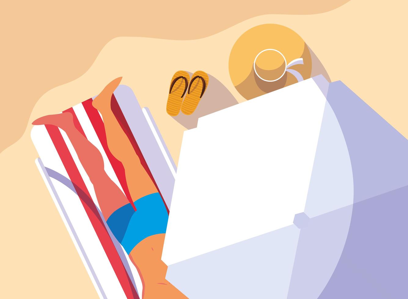 Man with swimsuit tanning on beach vector