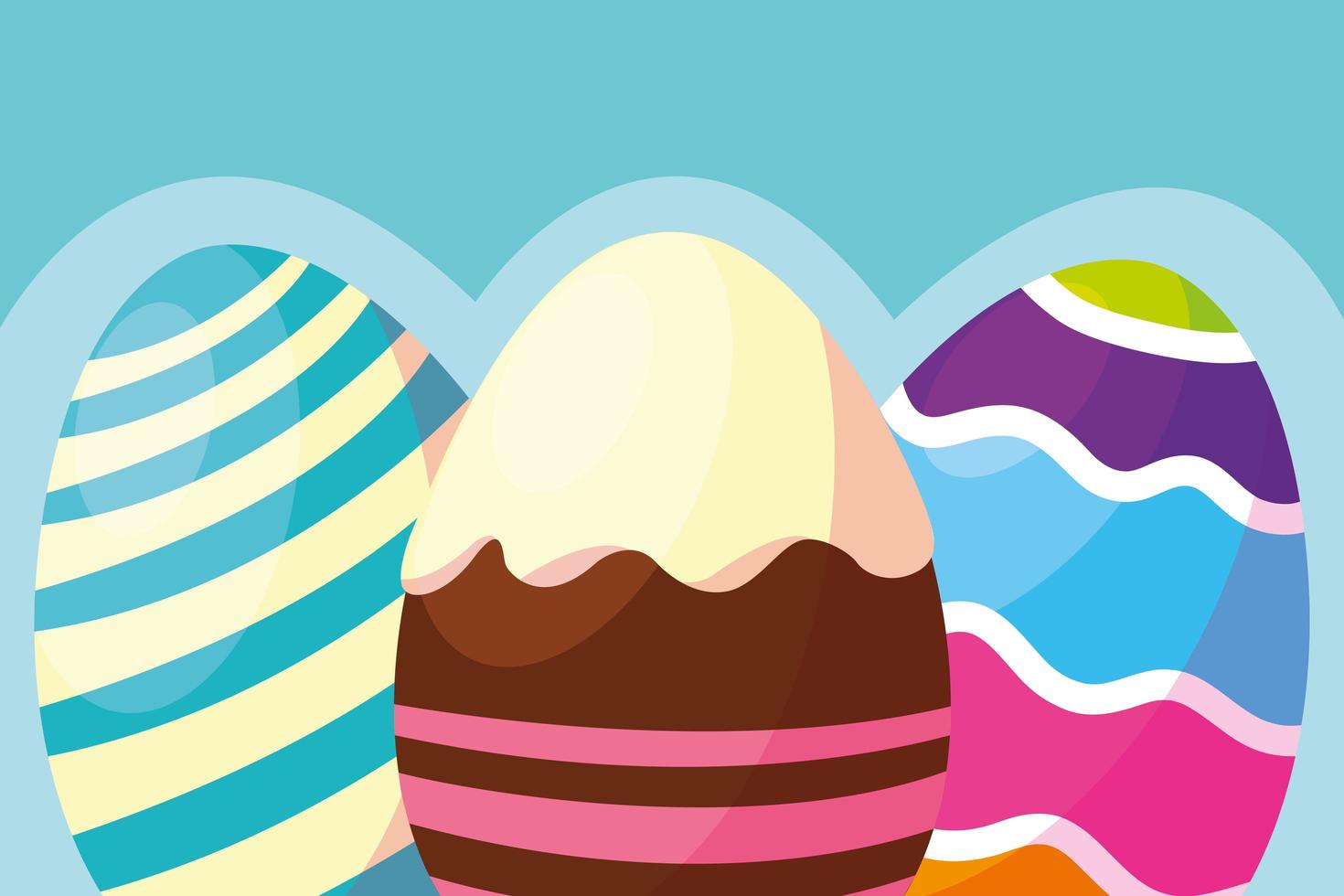 Colorful decorated easter eggs designs vector