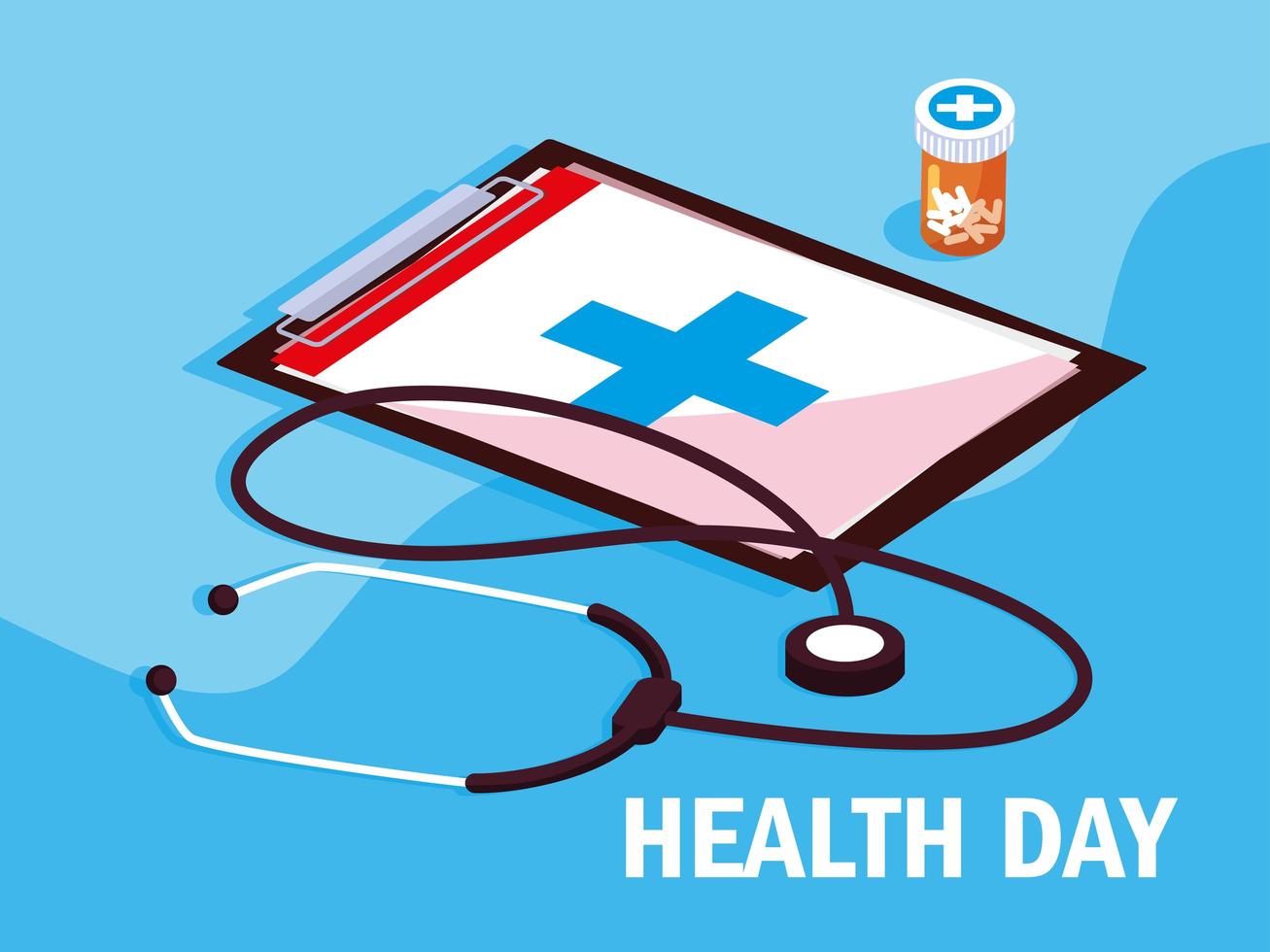 tarjeta del día mundial de la salud con portapapeles vector