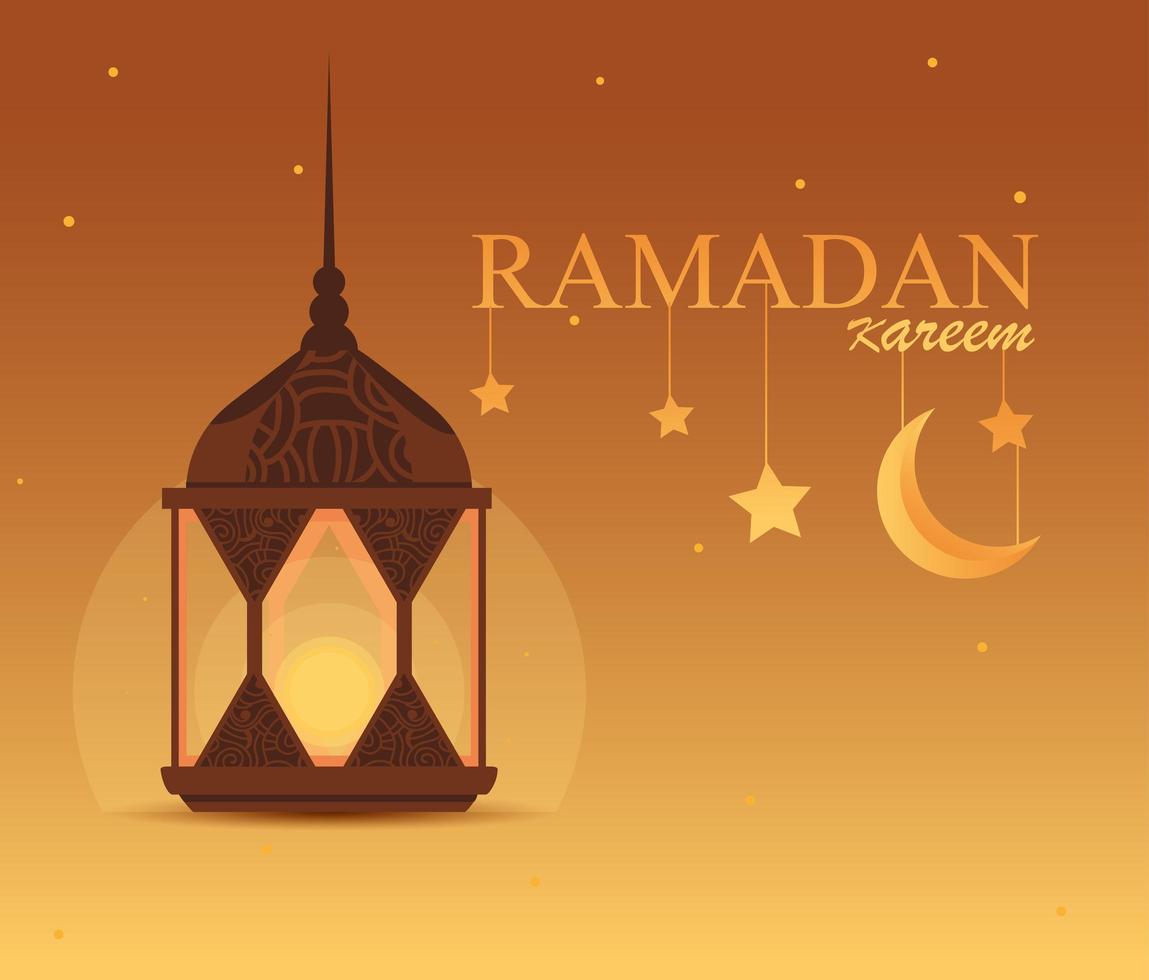 Ramadan Kareem hanging lamp traditional design vector