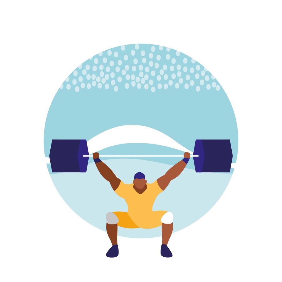 Man practicing lifting weights vector